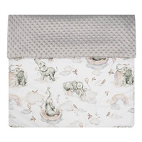 Dziecięcy kocyk z Minki New Baby Słoniki biało-szary 80x102 cm