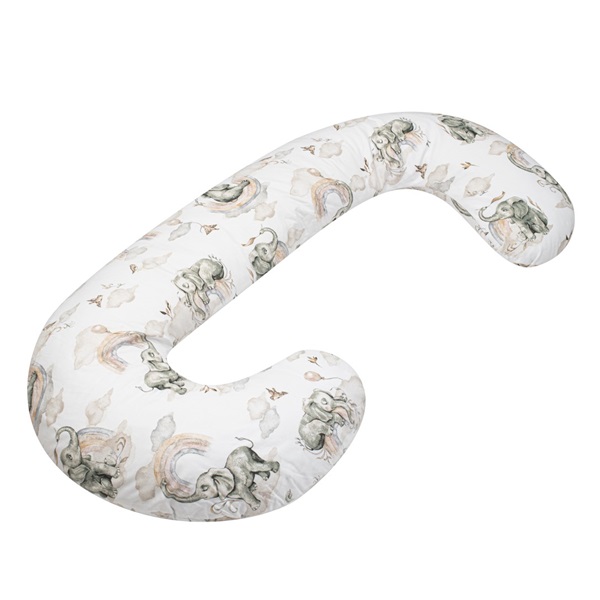 Poduszka do karmienia New Baby w kształcie C Słoniki biało-szara