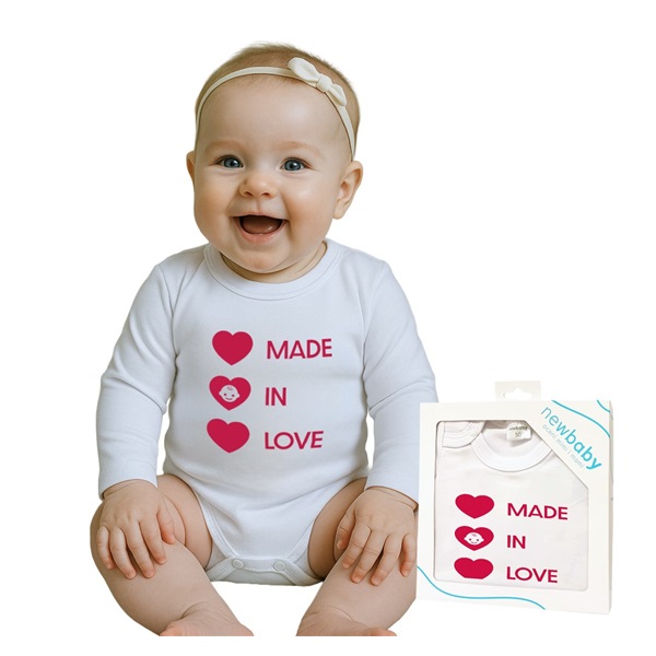 Body z nadrukiem New Baby MADE IN LOVE