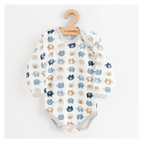 Dziecięce bawełniane body z długim rękawem New Baby Magic elephant