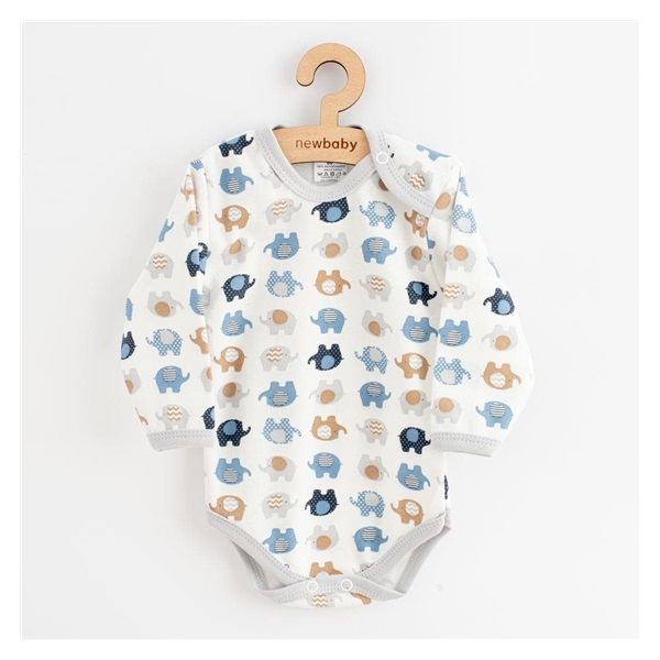 Dziecięce bawełniane body z długim rękawem New Baby Magic elephant