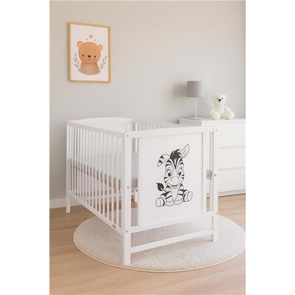 Łóżeczko dla dzieci New Baby BEA Zebra białe