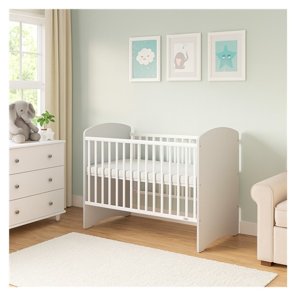 Łóżeczko dla dzieci New Baby LEO biało-szare