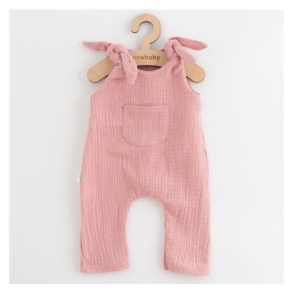 Ogrodniczki muślinowe dla niemowląt New Baby Soft dress różowy
