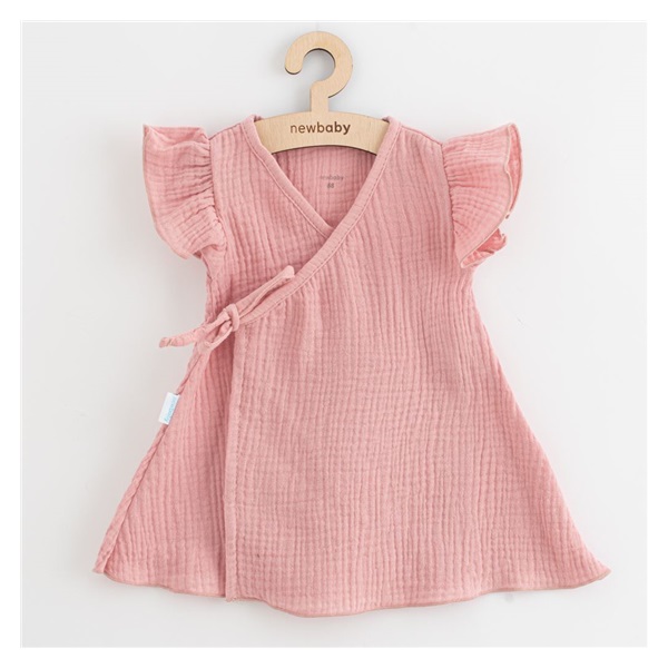 Letnia niemowlęca muślinowa sukienka New Baby  Soft dress różowy