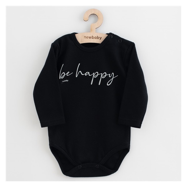 Niemowlęce bawełniane body z długim rękawem New Baby Be Happy