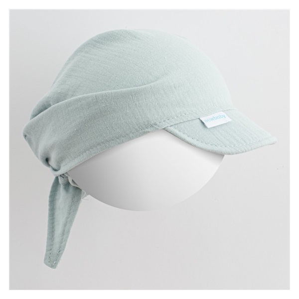 Letnia muślinowa chustka dziecięca z daszkiem New Baby Soft dress mięta