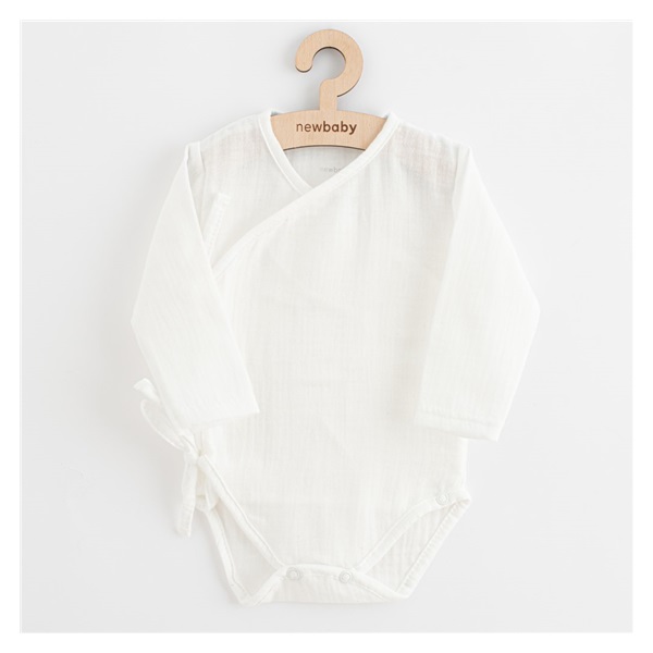 Niemowlęce muślinowe body z bocznym wiązaniem New Baby Soft dress beżowe