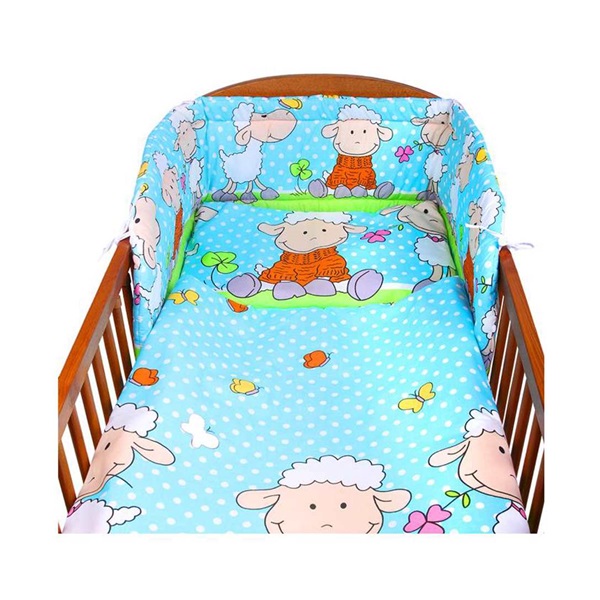 2-częściowy zestaw do łóżeczka New Baby 100/135 cm turkusowy z owieczką